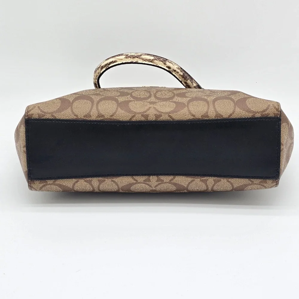 Coach Prairie Satchel Signature Canvas Snakeskin Brown Gold C2854 Handbag